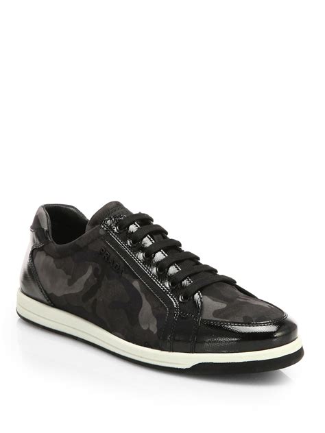 prada lace up dress shoes|Prada camouflage sneakers.